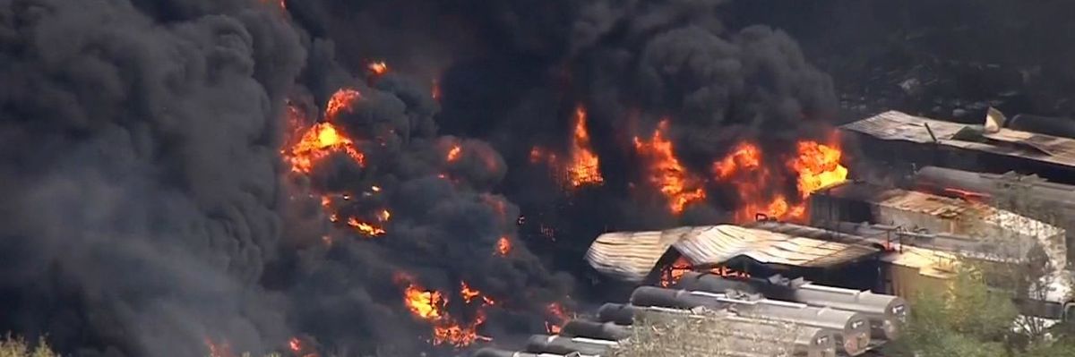 Aerial view of chemical fire in Shepherd, Texas on November 8, 2023.