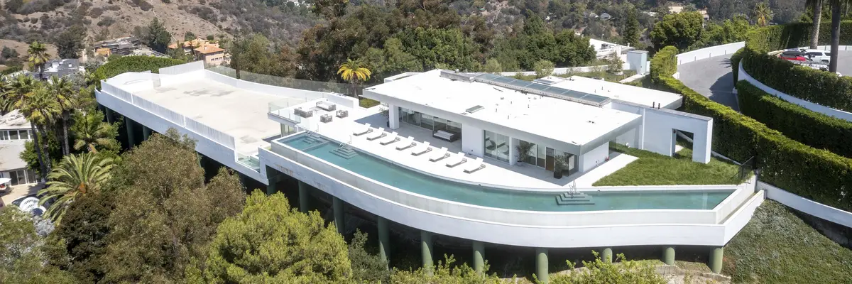 Aerial view of part of Bel Air mansion.