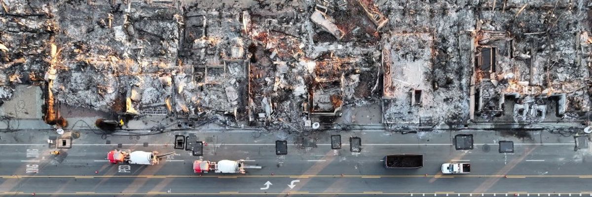 Aerial views of fire destruction in Malibu, California