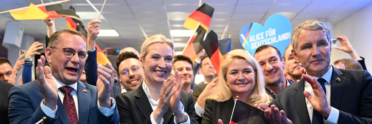 AfD leaders. celebrate German election results.