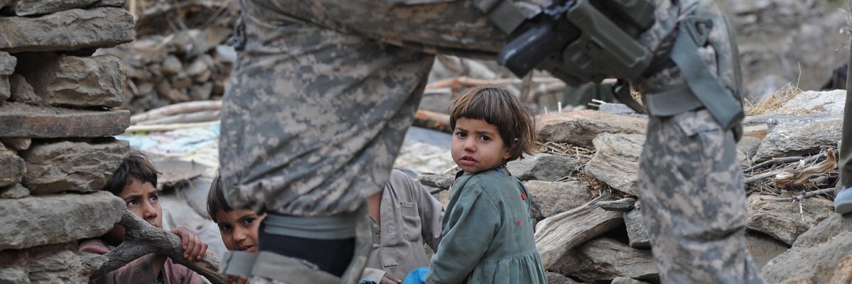 Afghan child during the US war.