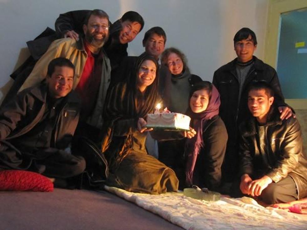 Afghan Youth Peace Volunteers and Voices for Creative Nonviolence celebrate Maya Evans's birthday in Kabul
