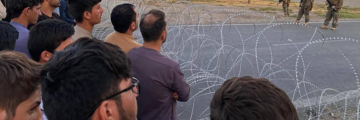 Afghans gather at Kabul's international airport
