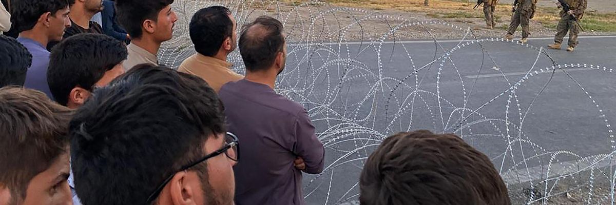 Afghans gather at Kabul's international airport
