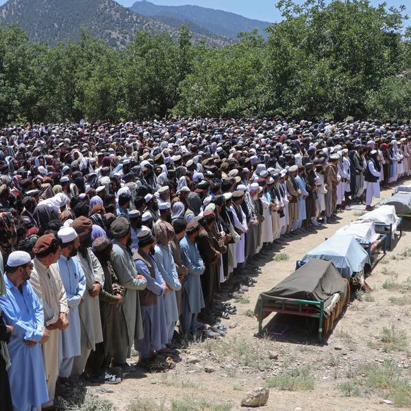 Afghans gather to mourn people killed by Pakistani airstrikes