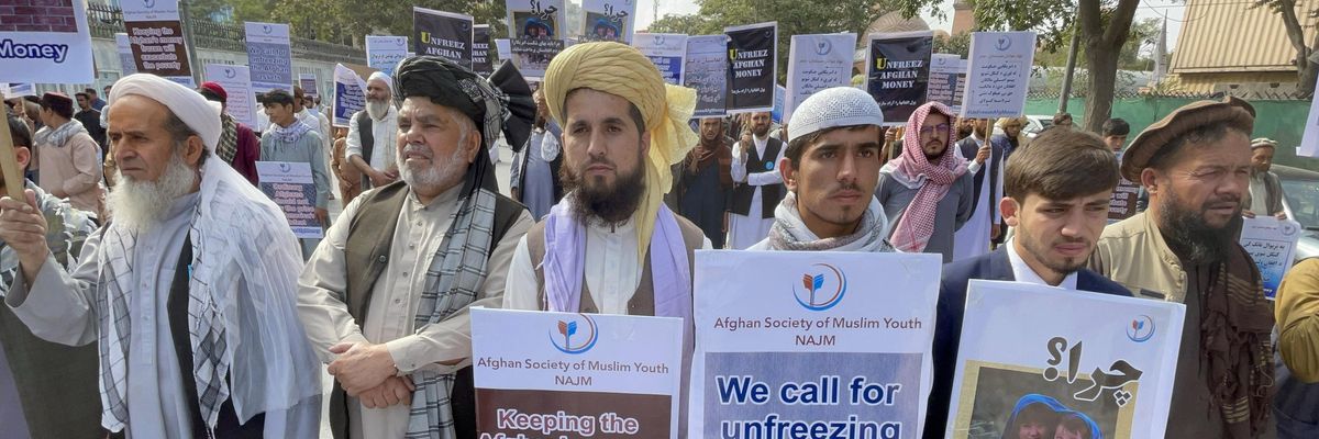 Afghans protest assets frozen by the US