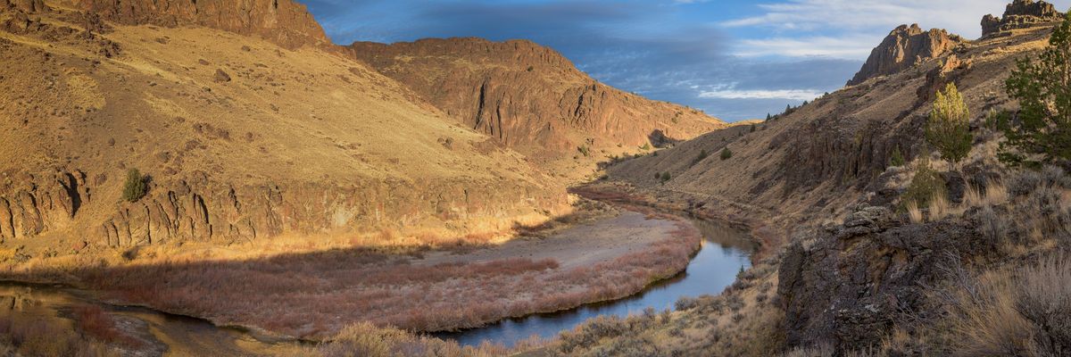 Afternoon sunlight shines on the Owyhee River.