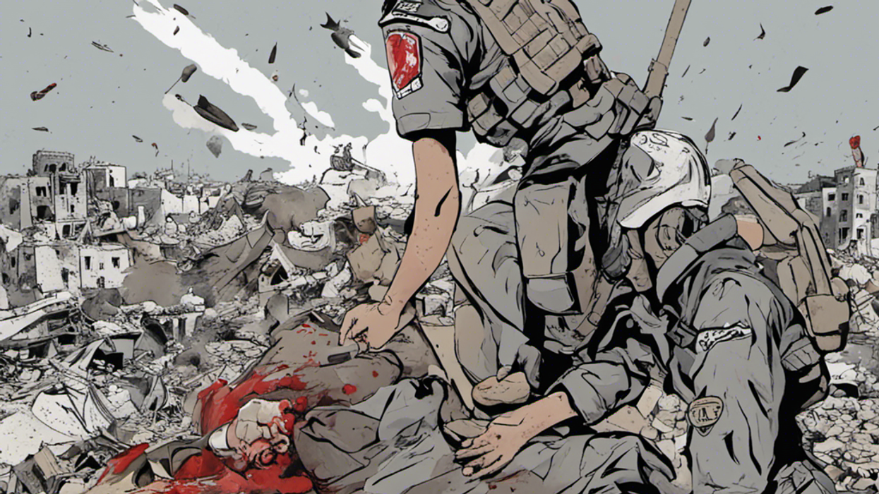 AI-generated image depicting soldier in battle scene