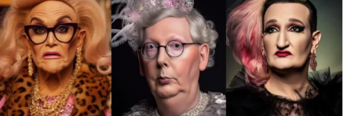 AI-generated images of Rudy Giuliani, Mitch McConnell, Ted Cruz in drag.