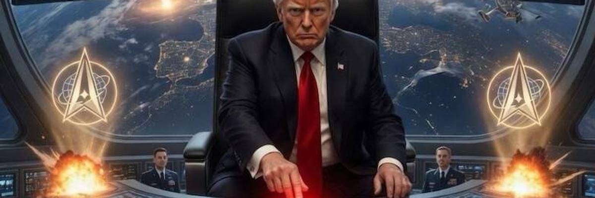 AI image of Trump pressing nuclear button.