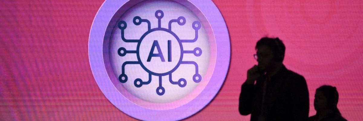 AI signage at Mumbai summit.