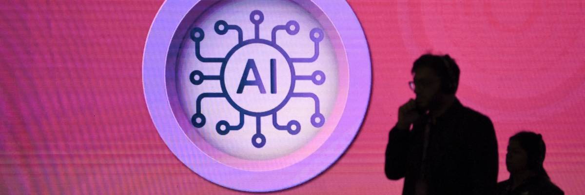 AI signage at Mumbai summit.
