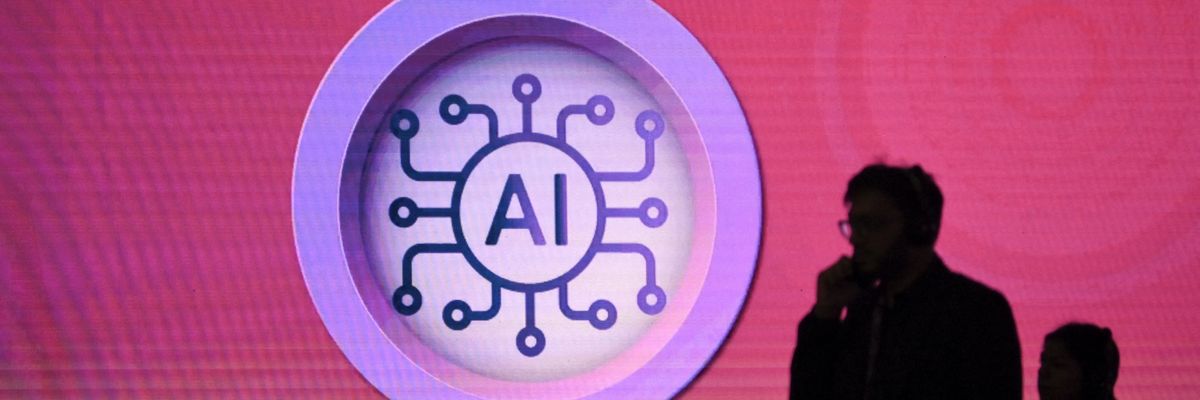 AI signage at Mumbai summit.