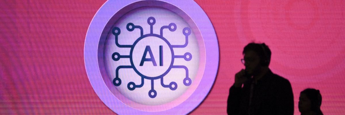 AI signage at Mumbai summit.