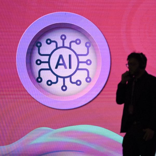 AI signage at Mumbai summit.