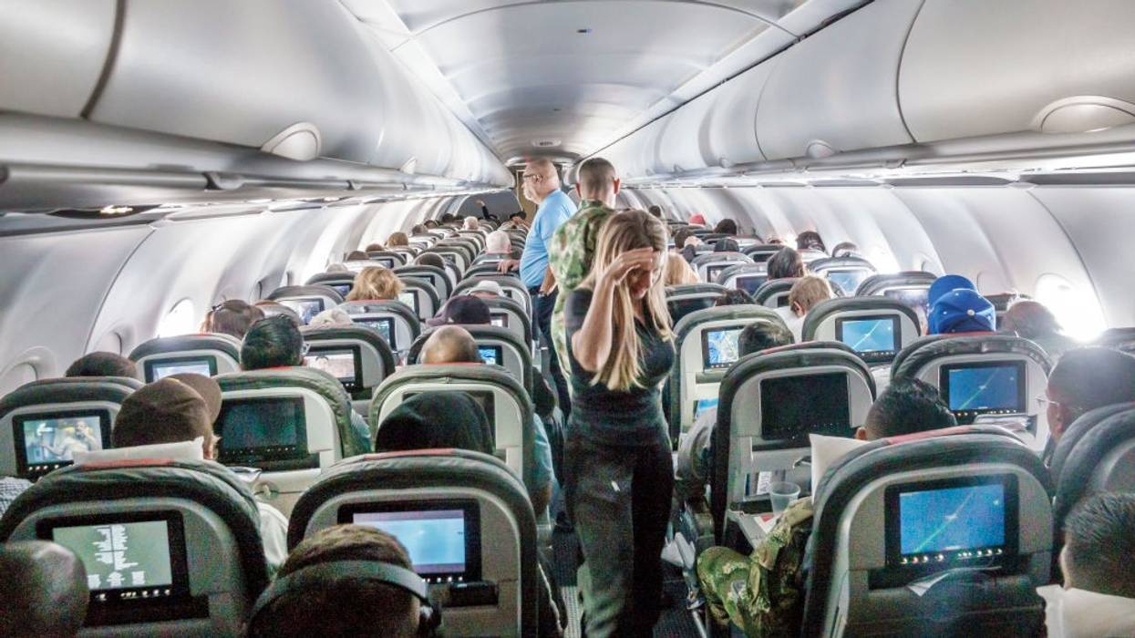 Airline passengers in cabin