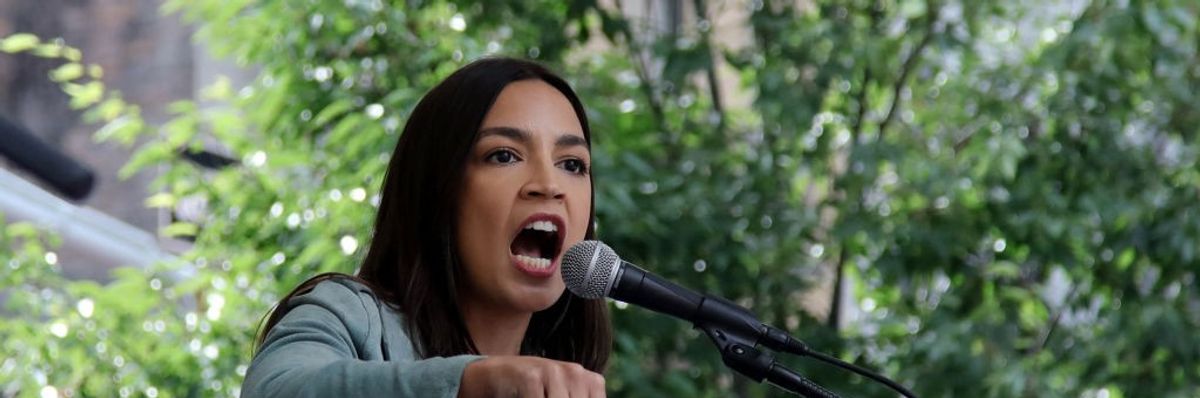 Alexandria Ocasio-Cortez gives speech at Climate March