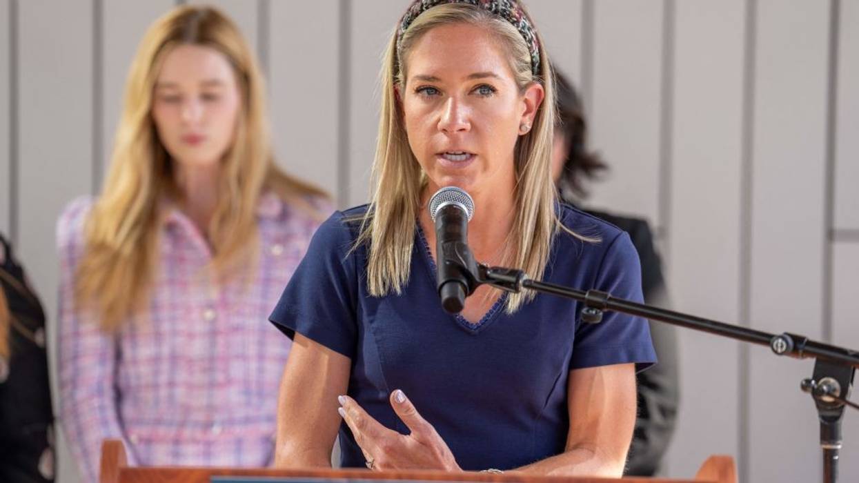 Amanda Zurawski speaks during a press conference.