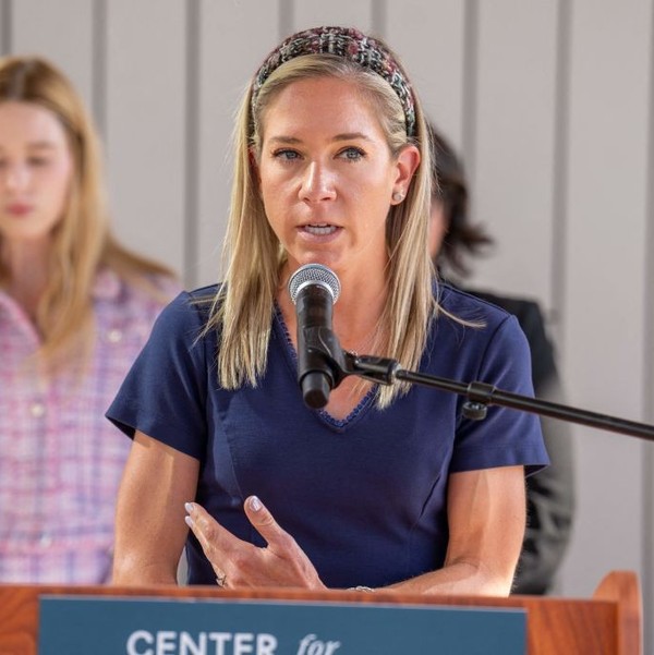 Amanda Zurawski speaks during a press conference.
