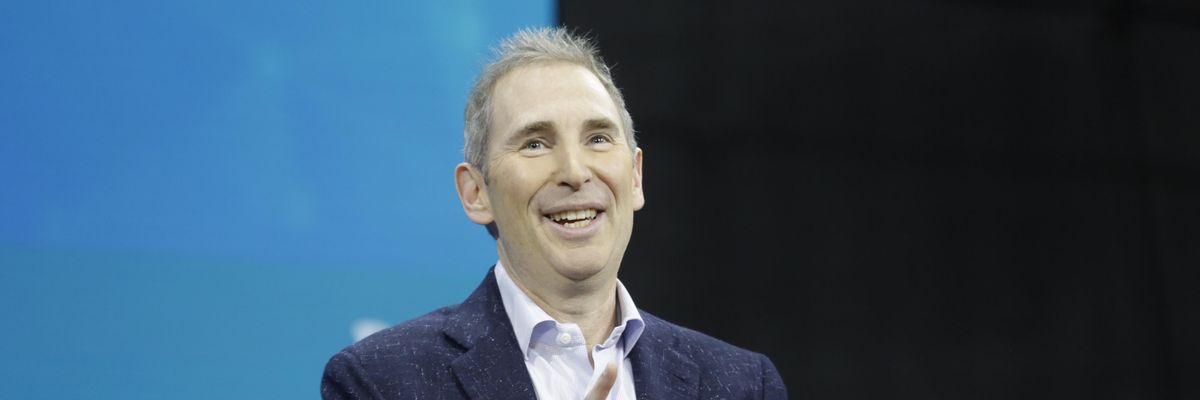 Amazon CEO Andy Jassy attends an event hosted by the New York Times
