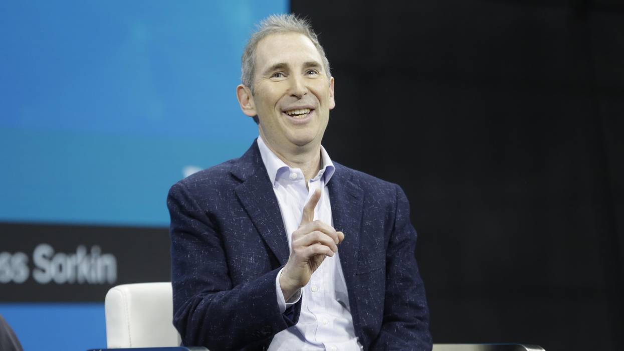 Amazon CEO Andy Jassy attends an event hosted by the New York Times