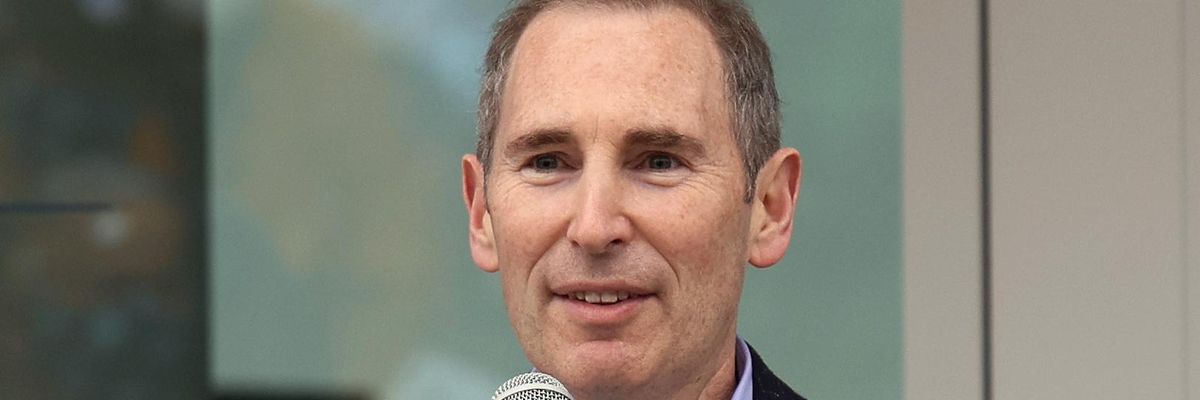 Amazon CEO Andy Jassy speaks at an event
