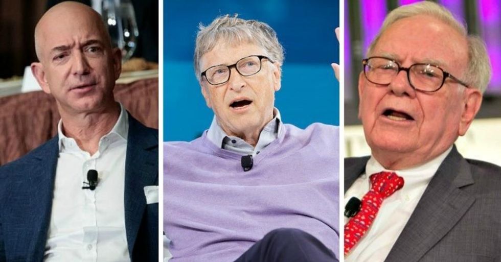 Amazon CEO Jeff Bezos, Microsoft founder Bill Gates, and Berkshire Hathaway CEO Warren Buffett are the three richest people in the U.S., with more combined wealth than the bottom 50% of the population. (Photo: Drew Angerer/Getty Images, Michael Cohen/Getty Images/The New York Times, Fortune Live Media/Flickr/cc)
