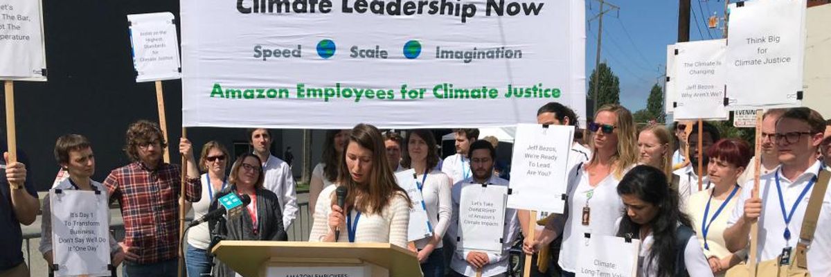 World's Richest Man Jeff Bezos Hides Backstage as Amazon Workers Demand 'Bold, Rapid' Climate Action