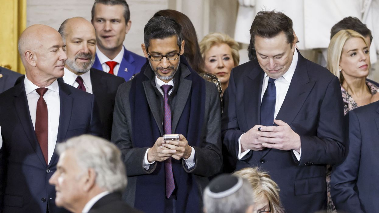 Amazon founder Jeff Bezos, Alphabet CEO Sundar Pichai, and Tesla CEO Elon Musk