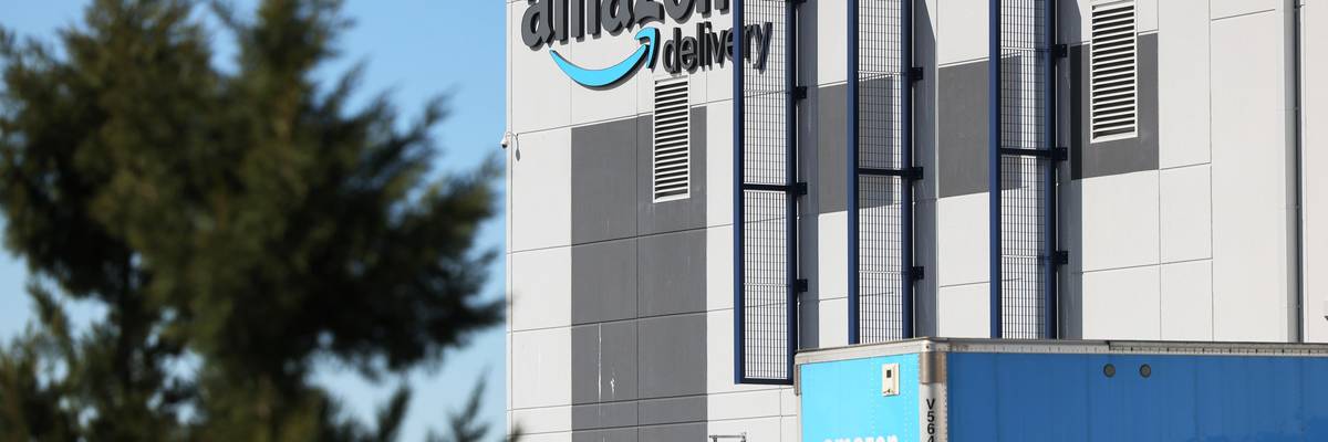 Amazon's JFK8 fulfillment center is seen in Staten Island on March 25, 2022.