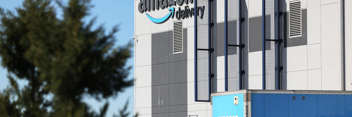 Amazon's JFK8 fulfillment center is seen in Staten Island on March 25, 2022.