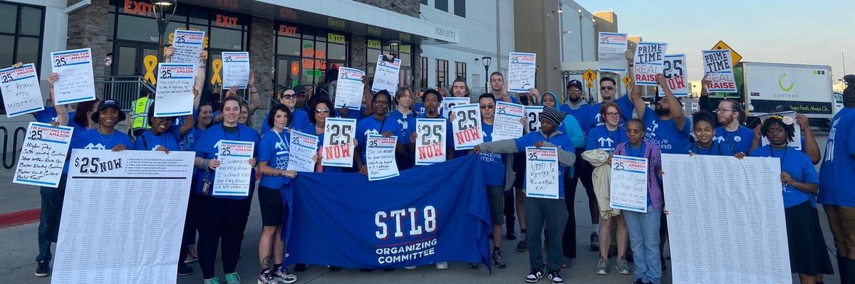 Amazon workers demand $25 an hour