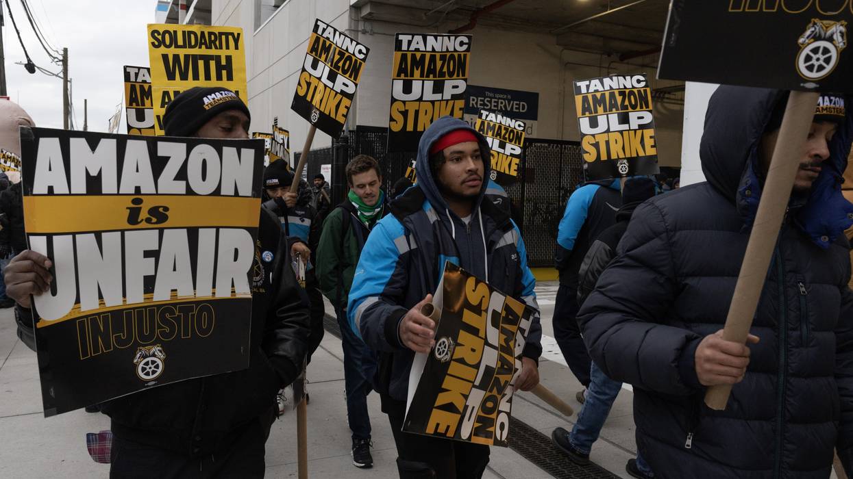 Amazon workers on ULP strike.