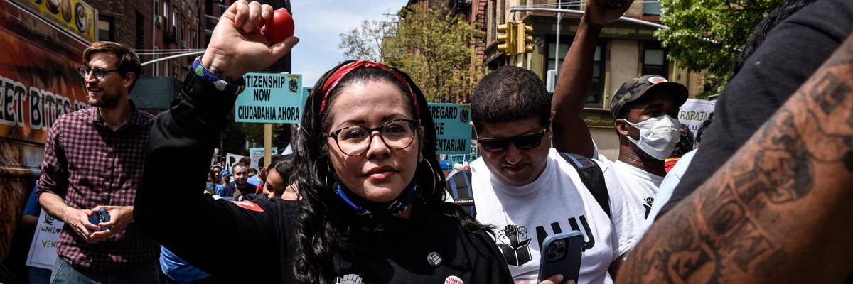 Amazon workers participate in a May Day rally in Manhattan on May 1, 2022Amazon workers participate in a May Day rally in Manhattan on May 1, 2022 in New York City. (Photo: Stephanie Keith/Getty Images) in New York City. (Photo: Stephanie Keith/Getty Images)