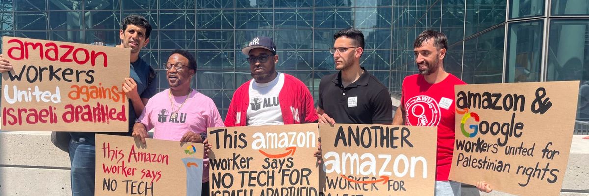 Amazon workers protest the company's complicity in Israeli apartheid