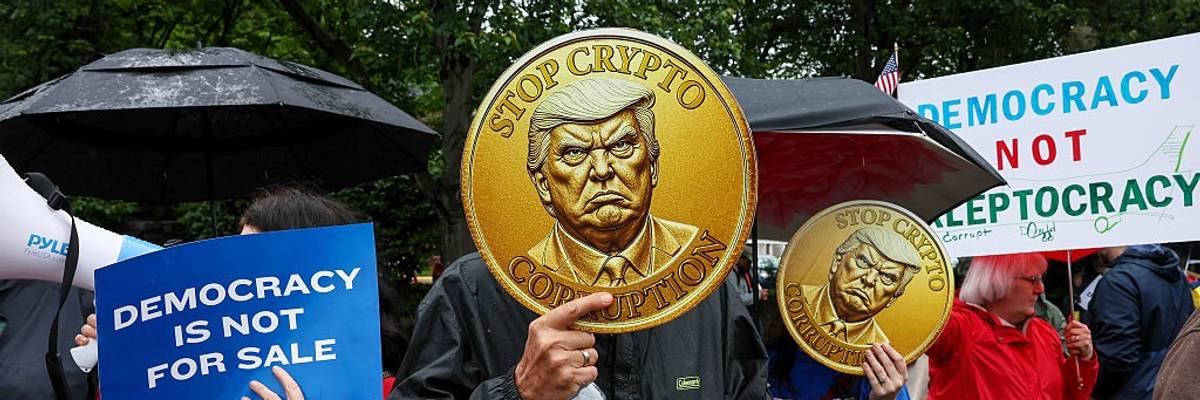"America is Not for Sale" Rally Against Trump's Crypto Dealings