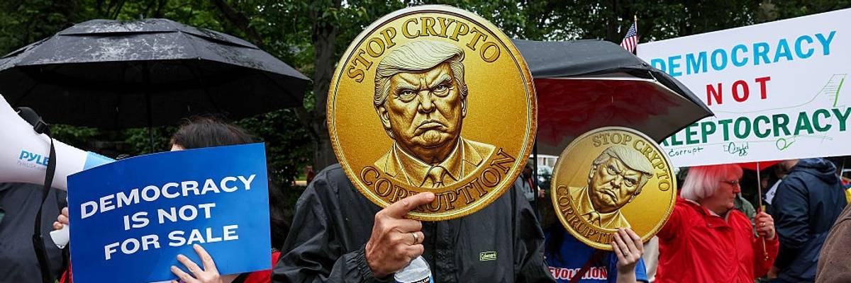 "America is Not for Sale" Rally Against Trump's Crypto Dealings