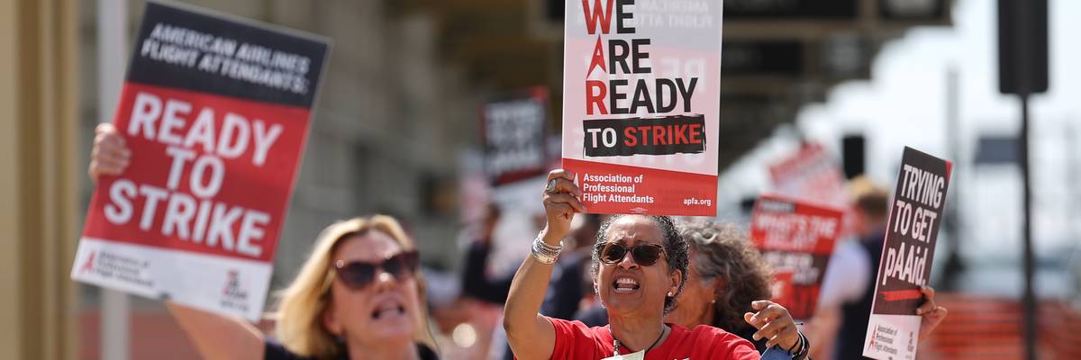 American Airlines flight attendants picket