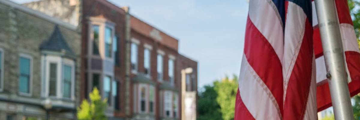 American flag in downtown Holland, Michigan