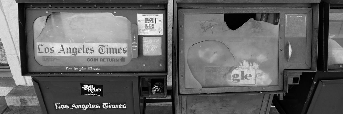 An abandoned LA Times kiosk.