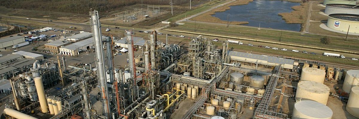 An aerial view of a Chevron refinery in Mississippi. 