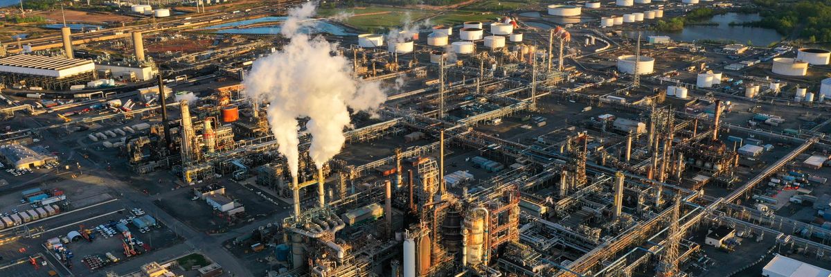 An aerial view of the Phillips 66 oil refinery in Linden, New Jersey