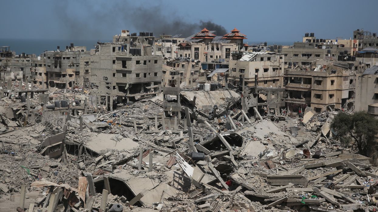 An aerial view shows damaged area around the Al-Shifa Hospital in Gaza City, Gaza on April 1, 2024.