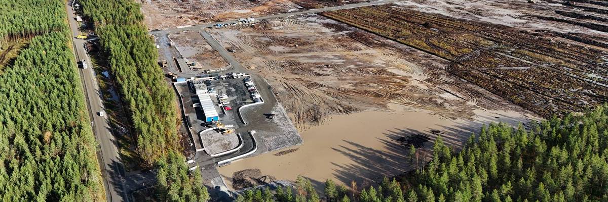 An aerial view shows the site where Google's data center is set to be built