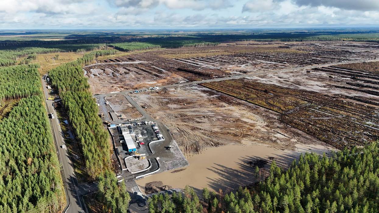 An aerial view shows the site where Google's data center is set to be built