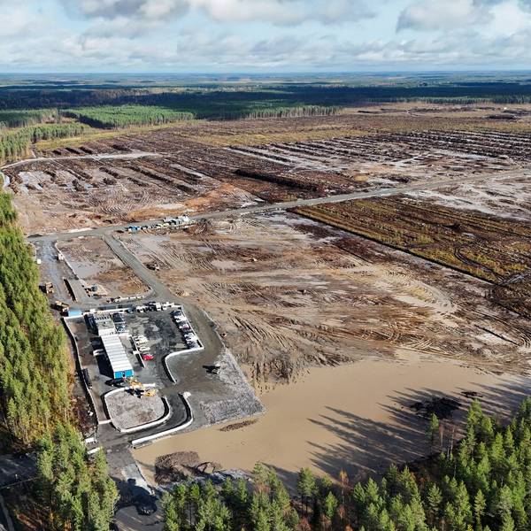 An aerial view shows the site where Google's data center is set to be built