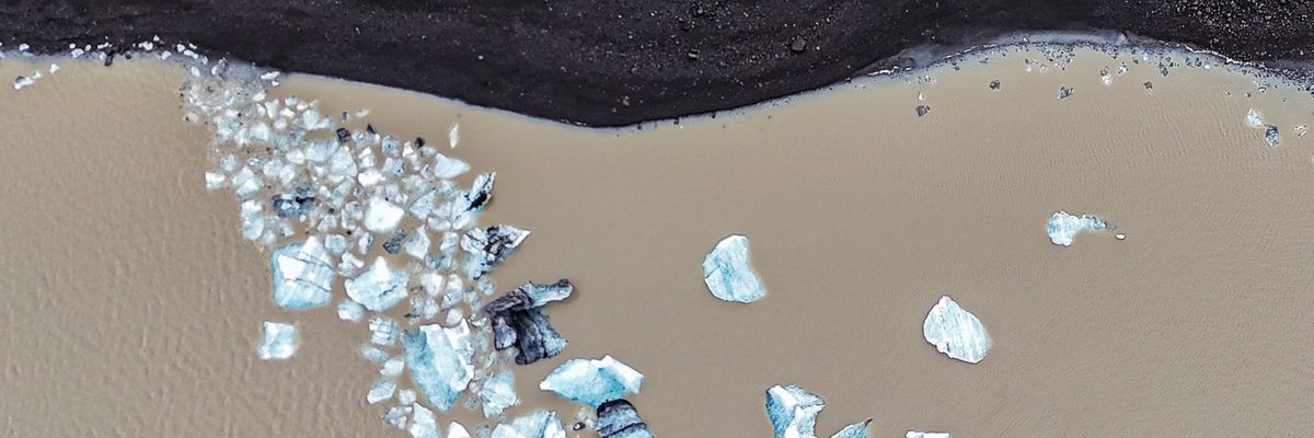 An aerial view shows the Vatnajokull glaciers in Iceland