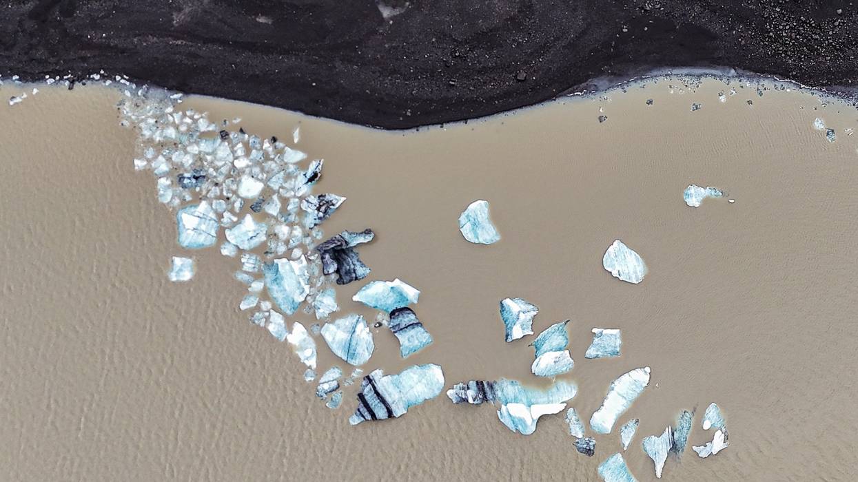 An aerial view shows the Vatnajokull glaciers in Iceland
