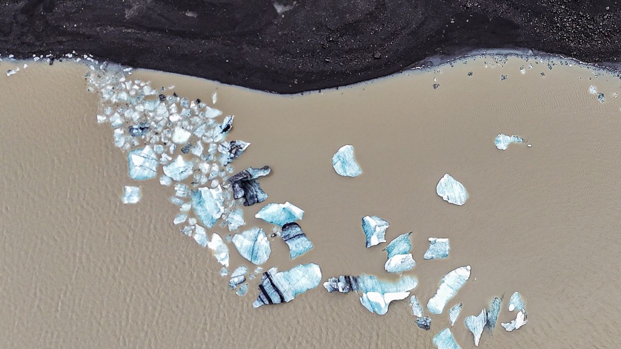 An aerial view shows the Vatnajokull glaciers in Iceland