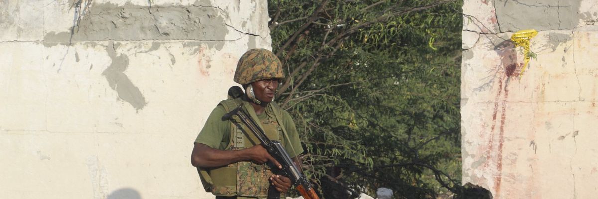 An African Union Mission to Somalia (AMISOM) soldier